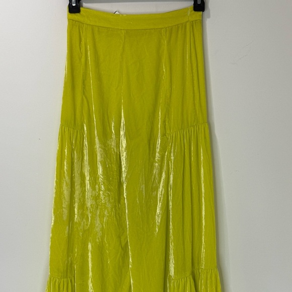 Free People Say La Vie Lime Green Velvet Wide-Leg Pants Size 2 - Picture 7 of 8